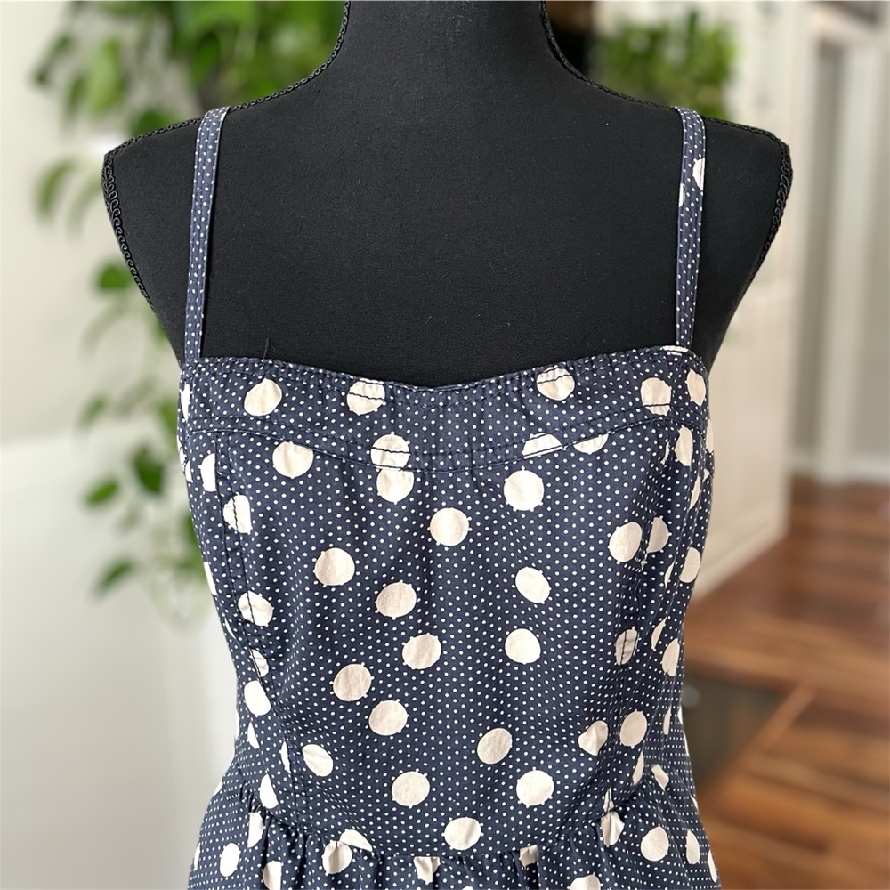 The Limited Size 8‎ Polka Dot Empire Waist Spaghetti Strap Mini Dress Blue Y2K